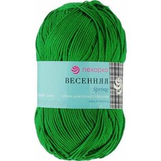 Пряжа Пехорка, весенняя, цвет: 480 - Яр. зелень, 100% мерсеризованный хлопок, Длина: 250 м, 100 г х 3 шт.