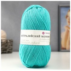 Пряжа "Австралийский меринос" 95%мер. шерсть,5% акрил объёмный 400м/100гр (581-Св. изумруд), 1шт Пехорка