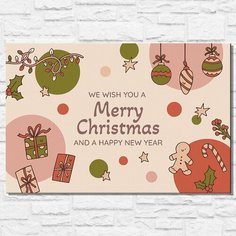 Картина по номерам на холсте новый год рождество (омела, подарки, гирлянда, поздравления, уют, эстетика) - 13110 40х60 Бруталити