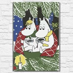Картина по номерам на холсте новый год муми тролль (moomin, туве янссон, эстетика, уют, снуснумрик) - 12958 40х60 Бруталити
