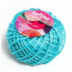 Пряжа 100% джут "Softino Jute Colored" 50м ±2м голубой 50 гр, 1шт