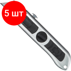 Комплект 5 штук, Нож универсальный Attache Selection 19мм выдвижной, трапец, алюм. корпус