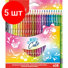 Комплект 5 наб, Карандаши цветные Maped MINI CUTE 3хгр, заточ, пл, декор,24цв/наб, карт,862203