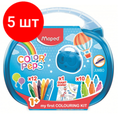 Комплект 5 наб, Набор для рисования Maped COLORPEPS JUMBO: раскрас, мел12цв, флом12цв,897416