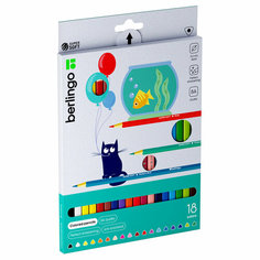 Карандаши цветные Berlingo "SuperSoft. Жил-был кот", 18цв, трехгран, заточен, картон, европодвес Нет бренда