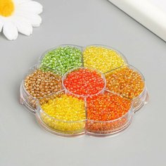 Арт Узор Бисер стекло 12/0 в цветке "Палитра жёлтого" перелив. перламутр 7 цветов х 8 гр 8,2х8,2х2 см 9904