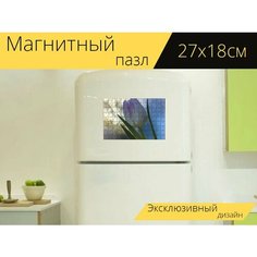 Магнитный пазл "Цветок, тюльпан, лепестки" на холодильник 27 x 18 см. Lots Prints
