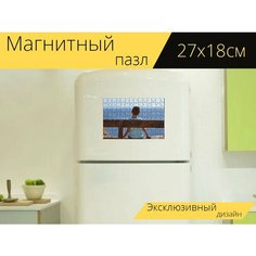 Магнитный пазл "Мальчик, размышления, муза" на холодильник 27 x 18 см. Lots Prints