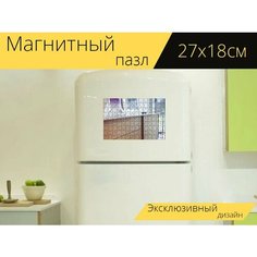 Магнитный пазл "Деревянный, древесина, комод" на холодильник 27 x 18 см. Lots Prints
