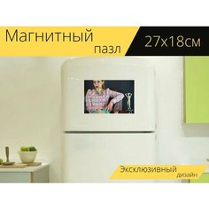 Магнитный пазл "Женщина, модель, портрет" на холодильник 27 x 18 см. Lots Prints