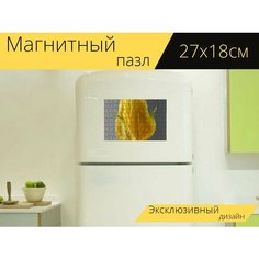 Магнитный пазл "Пахистахис, желтый цветок, бутон" на холодильник 27 x 18 см. Lots Prints