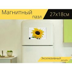 Магнитный пазл "Цвести, подсолнух, желтый" на холодильник 27 x 18 см. Lots Prints