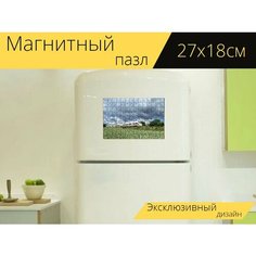 Магнитный пазл "Междугородний экспресс, лед, поезда" на холодильник 27 x 18 см. Lots Prints