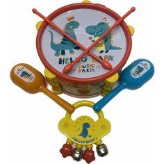 Набор музыкальных инструментов «Динозаврики» детский барабан, маракасы, игрушечный музыкальный набор для малышей Китай
