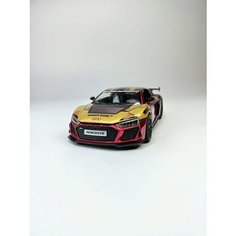 Коллекционная машинка игрушка металлическая Audi R8 IRON для мальчиков масштабная модель 1:24 желтая Alexplay
