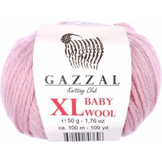 Пряжа Gazzal Baby Wool XL розовый пудровый (845), 40%шерсть мериноса/20%кашемирПА/40%акрил, 100м, 50г, 3шт