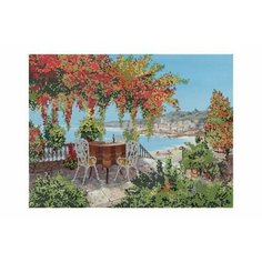 Канва с рисунком для вышивки бисером GLURIYA Столики у моря, 40*30см, 1шт