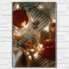 Картина по номерам на холсте новый год рождество (уют, натюрморт, плед, зима, мандарины, свечи) - 12918 40х60 Бруталити