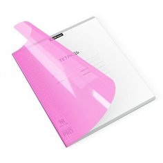 Тетрадь школьная ученическая с пластиковой обложкой на скобе А5+, ErichKrause CoverPrо Neon, клетка, 18 листов, розовая