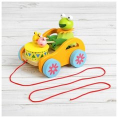 Каталка «Животные с барабанами» на верёвке, микс Dreammart