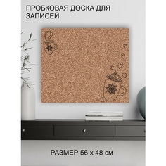 Пробковая доска Кружка чашка  56х48 см. (Атмосфера домашнего уюта ) Doski4you