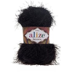 Пряжа для вязания Alize "Decofur", цвет: черный (60), 110 м, 100 г, 5 шт