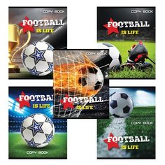 Тетрадь А5, 48 л, BRAUBERG, клетка, выборочный лак, мировой футбол, 402815