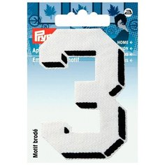 Термоаппликация Цифра 3, мал, белый цв, черная рамка 925878 Prym