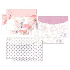 Папка-конверт на кнопке Attache Selection Flower Dreams А4 в ассортименте 180 мкм (6 штук в упаковке)