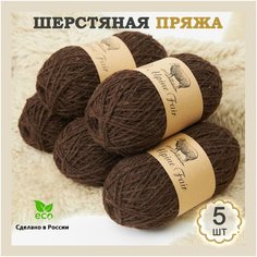 Пряжа для ручного вязания шерстяная коричневая, Alpine Fair, 5 мотков по 100гр. (500гр.)