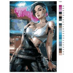 Картина по номерам V-261 "Киберпанк Cyberpunk 2077. Джуди Альварес (Judy Alvarez)", 60x90 см Brushes Paints