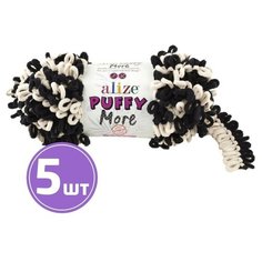 Пряжа Alize Puffy More (6270 черный-молочный), 5 шт. по 150 г, Alize