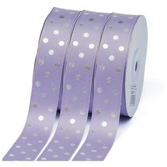 Лента репсовая IDEAL Горошек, серебро, B 25 мм, цвет 435, сиреневый, 27,4 м (LDRS435)