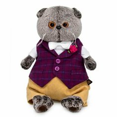 Мягкая игрушка Буди Баса Budi Basa Кот Басик в бордовом жилете с розочкой, 19 см, Ks19-178 светло-серый Lego