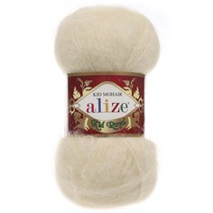 Пряжа Alize Kid Royal mohair - 3 шт, молочно-бежевый (67), 500 м/ 50 г, 62% мохер, 38% полиамид /Ализе кид роял мохер/