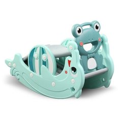 Горка + качалка Дельфин PS-037-М ментол, с баскетбольным кольцом Perfetto Sport