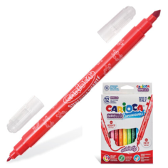 Фломастеры двухсторонние CARIOCA (Италия) "Birello", 10 цветов, 2 пишущих узла 2,5 и 5 мм, суперсмываемые