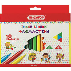 Набор фломастеров Фломастеры пифагор "эники-беники", 18 цветов, вентилируемый колпачок, 151402, 6 наборов
