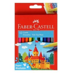 FABER-CASTELL Фломастеры Faber-Castell «Замок» смываемые, в картонной коробке с европодвесом, 12 цветов