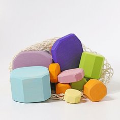 Набор деревянных кубиков "Блоки пастельные ", сетка, 16 деталей Grimms