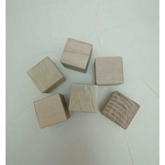 Кубики деревянные неокрашенные из ясеня, ручная работа, крафт, 3,8 см, 6 штук Без бренда
