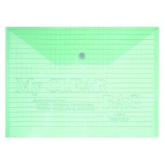 Папка-конверт "Клетка" на кнопке, А4, 140 мкр, тонированный зеленая Calligrata