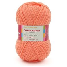 Пряжа из Троицка Подмосковная 189 ярко-оранжевый 50% шерсть, 50% акрил 100г 250м 5шт Троицкая камвольная фабрика