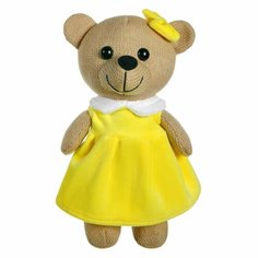 Мягкая игрушка Abtoys Knitted. Мишка девочка вязаная, 22см в желтом платьице