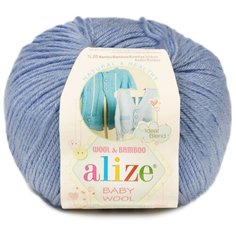 Пряжа Alize Baby Wool: 40 (Голубой) / 5 шт / 175 м / 50 г / шерсть 40%, акрил 40%, бамбук 20%