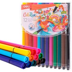 Фломастеры Deli EC157-12 12цв. пакет с европодвесом