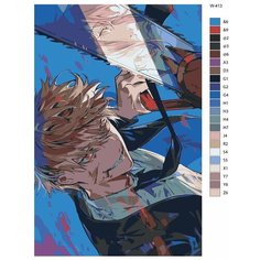 Картина по номерам W-413 "Аниме - человек Бензопила. Дэндзи" 70x110 Brushes Paints