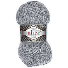 Пряжа Alize Superlana Midi серый меланж(801), 25%шерсть/75%акрил, 170м, 100г, 1шт