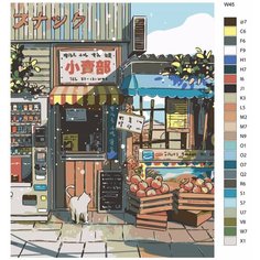 Картина по номерам W-45 "Белый кот у магазина" 80x100 Brushes Paints