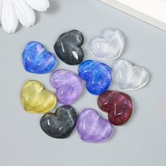 Декор для творчества пластик "Сердце с гранями" блеск набор 10 шт микс 2,1х1,7х0,7 см Арт Узор